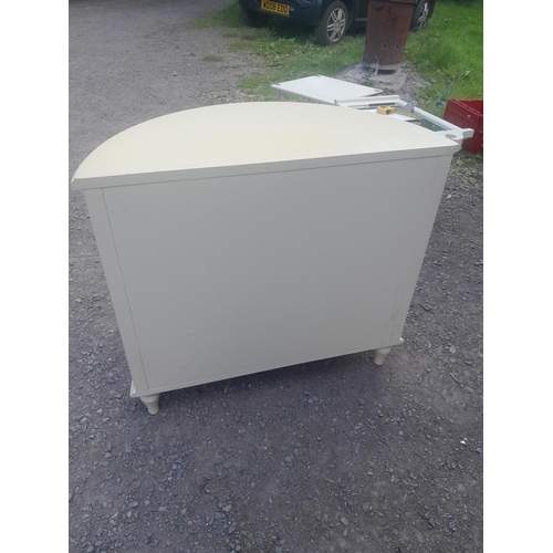 176 - Modern cream demi lune chest of drawers 85cms x 80 cms x 44 cms