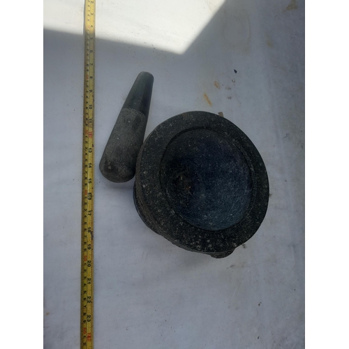 181 - Modern heavy stone kitchen pestle and mortar