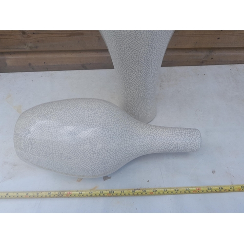 183 - 2 x modern large crackle glaze vase 1 x Mei Ping and one mallet shape both in good order