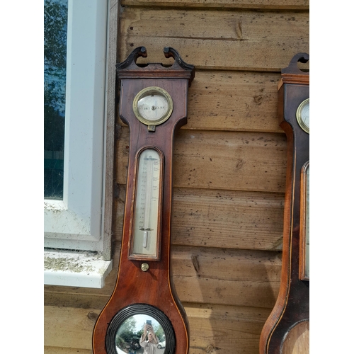 195 - 2 x 19th century mahogany case wall banjo barometers : 1 x P Pedrene of Bristol & 1 x G Soldini of W... 