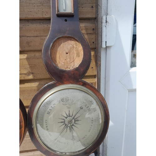 195 - 2 x 19th century mahogany case wall banjo barometers : 1 x P Pedrene of Bristol & 1 x G Soldini of W... 