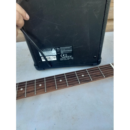 218 - Encore electric guitar with Ibanez IBZ 1G practice amp