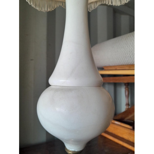 234 - Tamps lamps : White Carrera marble with shade and gilded brass mounts with a box of oddments, lamps,... 