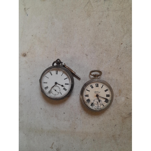 268 - 2 x pocket watches : 1 x silver case & 1 x Services plated case both spares repair