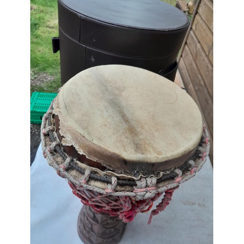 274 - Djembe drum for reskinning in carry basket ,