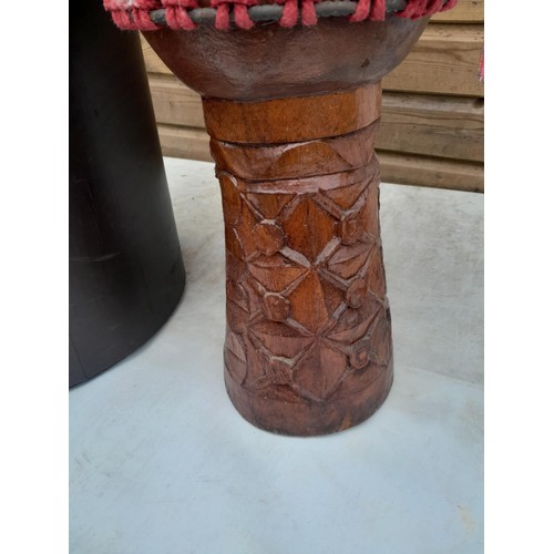 274 - Djembe drum for reskinning in carry basket ,