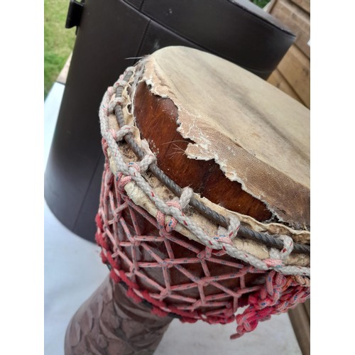 274 - Djembe drum for reskinning in carry basket ,