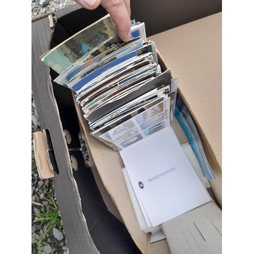 316 - Box of antique reference related books & post 1950 colour postcards