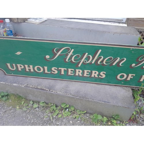 345 - Large vintage wooden advertising sign : Stephen P Chivers Upholsterers of Fine Furniture