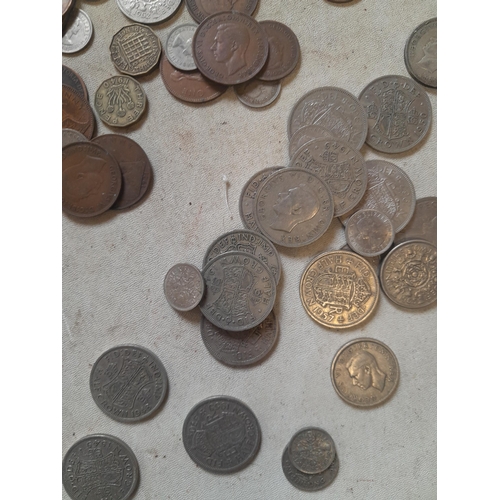 429 - Coins : UK coinage in a tin, very, very small amount of pre 1947 noticed