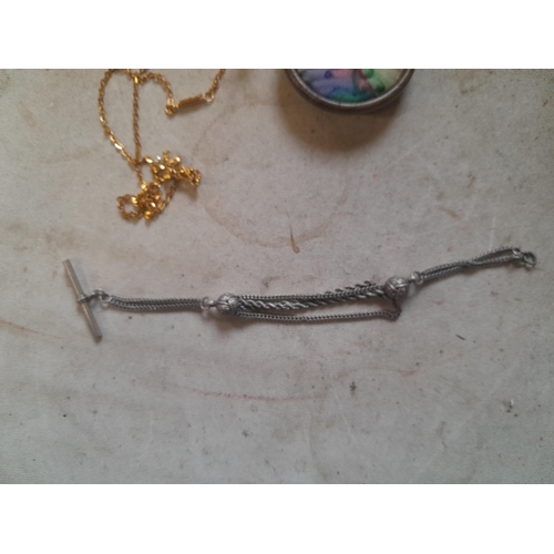 432 - Costume jewellery : silver watch chain