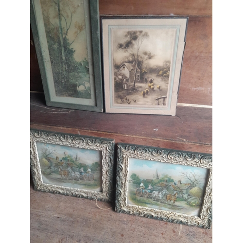 433 - Various vintage prints & watercolour