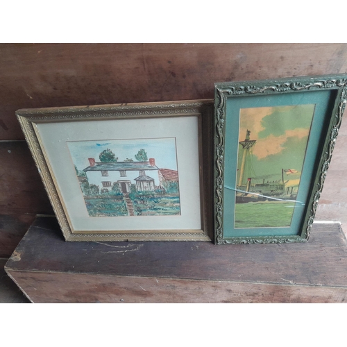 433 - Various vintage prints & watercolour