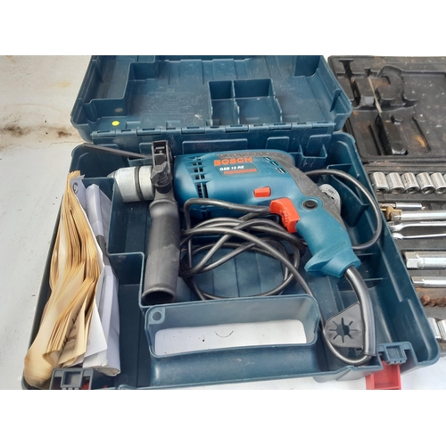 440 - Bosch drill, barely used and socket set