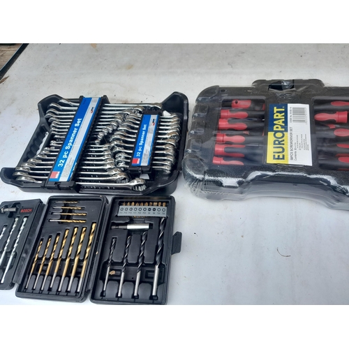 446 - Mainly new old stock : tools : drill, spanner and driver sets,