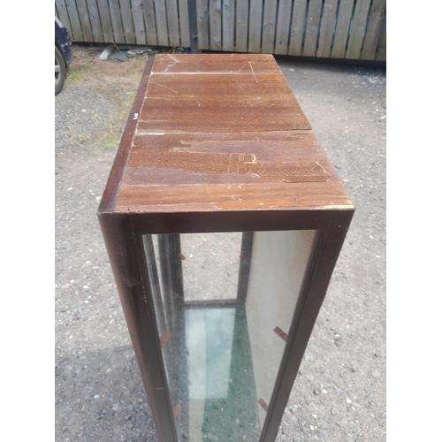 455 - Vintage walnut china display cabinet