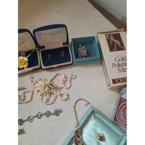 38 - Costume jewellery : some in original boxes, small amount of silver included , Accurist watch earring... 