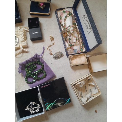 39 - Costume jewellery : some in original boxes of issue, small amount of silver included, simulated pear... 