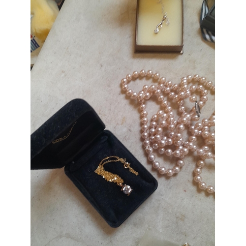 40 - Costume jewellery : some in original boxes of issue, Beaverbrooks necklace and earring set, some sil... 