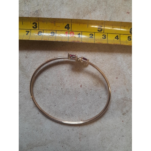 47 - 9 ct gold bangle set with teardrop amethyst and diamonds 5.3 g in an Ivor Doble box