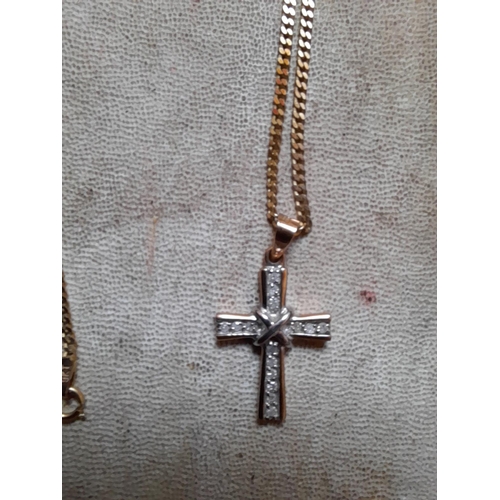 52 - 9 ct gold necklace with 9 ct gold crucifix pendant 5. 2 g