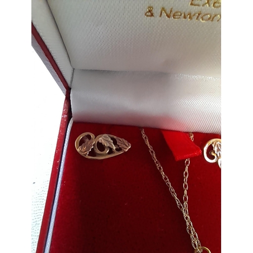 54 - 9 KT gold pendant chain and earring set 3.3 g