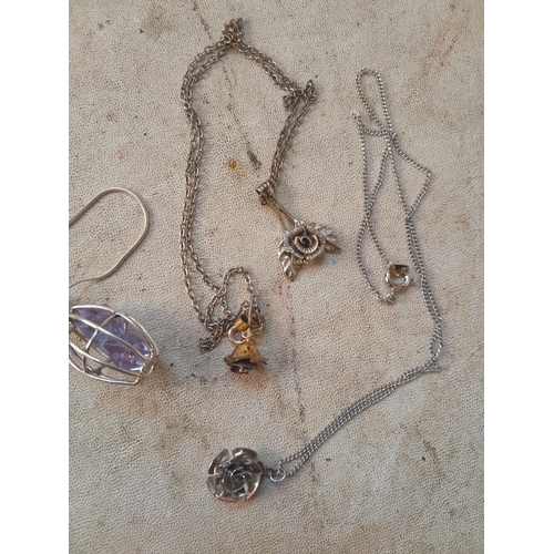 67 - Small collection of silver jewellery : necklaces, pendants etc.