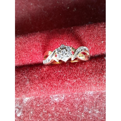 71 - 9 ct gold ring set with diamonds one stone missing on shoulder size P 2.6 g