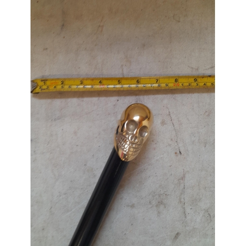 117 - Brass skull top walking stick