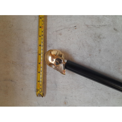 117 - Brass skull top walking stick