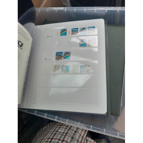 183 - Stamps : plastic storage box containing 7 x large albums Ka-Be , Lindner, odd collections but useful... 