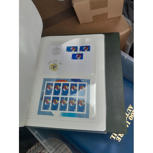 183 - Stamps : plastic storage box containing 7 x large albums Ka-Be , Lindner, odd collections but useful... 