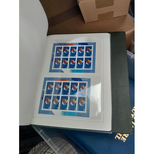 183 - Stamps : plastic storage box containing 7 x large albums Ka-Be , Lindner, odd collections but useful... 