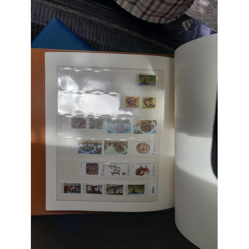 183 - Stamps : plastic storage box containing 7 x large albums Ka-Be , Lindner, odd collections but useful... 