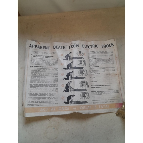 285 - Interesting vintage paper poster : Apparent Death From Electric Shock 19 