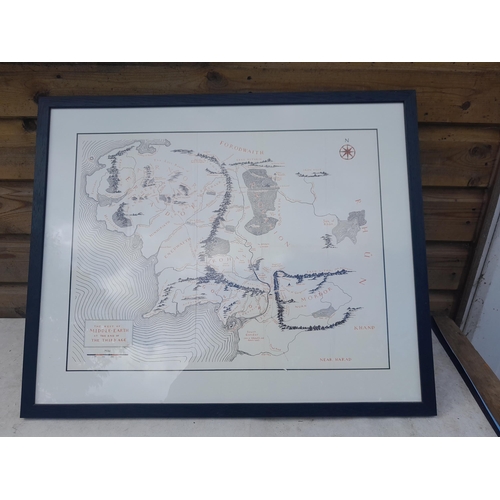 402 - Lord of Rings interest : framed map of middle earth print