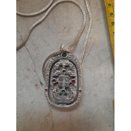 447 - South East Asian Sino Tibetan  lower grade silver buddha amulet charm on necklace Chinese interest