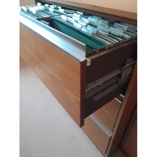 456 - Retro teak fall front bureau and a retro teak filing cabinet