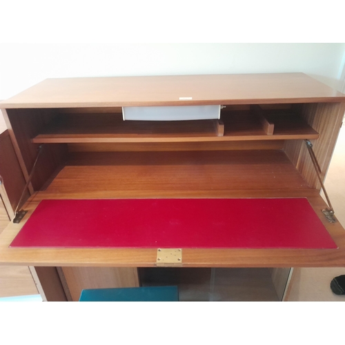 456 - Retro teak fall front bureau and a retro teak filing cabinet