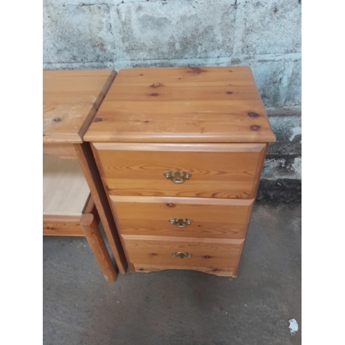 35 - Modern pine dressing table stool and bedside chest of drawers