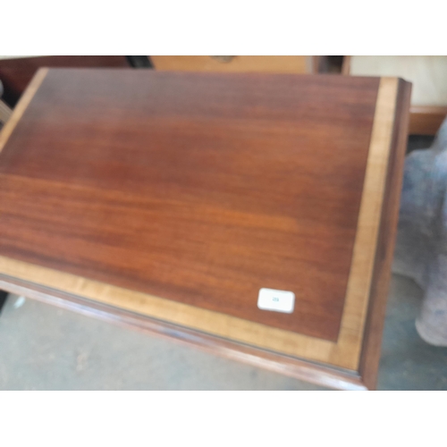 50 - Late 19th century mahogany side table with single drawer, inlaid and cross banded on tapering square... 