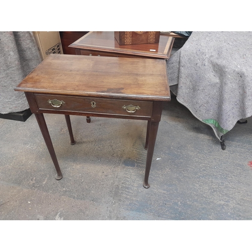 52 - 19th century mahogany rectangular top side table  with single drawer 75cms x  44 cms x 75 cms