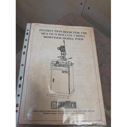 57 - Multico workshop floor standing morticing machine PM20 with spare chisels and instructions