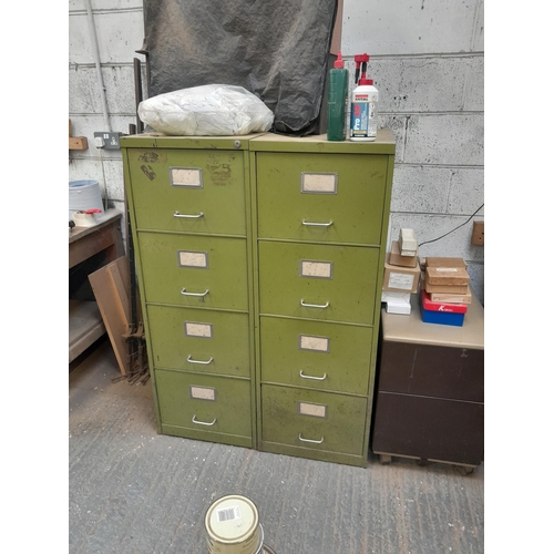 58 - 2 x vintage metal filing cabinet and one other on wheels