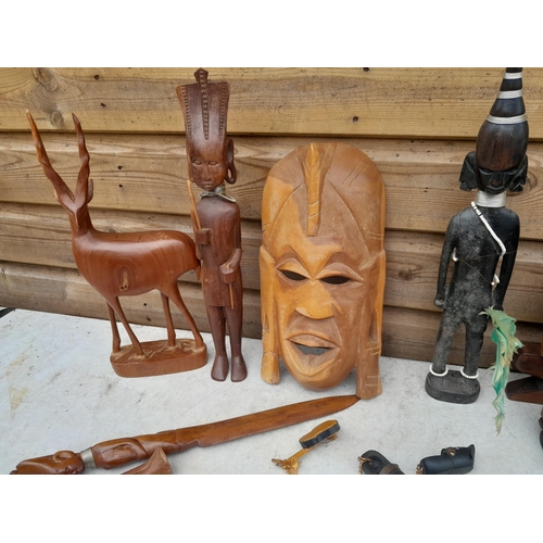 9 - Collection of wooden ware, some tribal and other