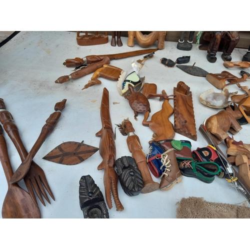 9 - Collection of wooden ware, some tribal and other