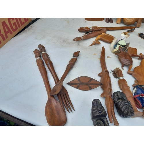 9 - Collection of wooden ware, some tribal and other