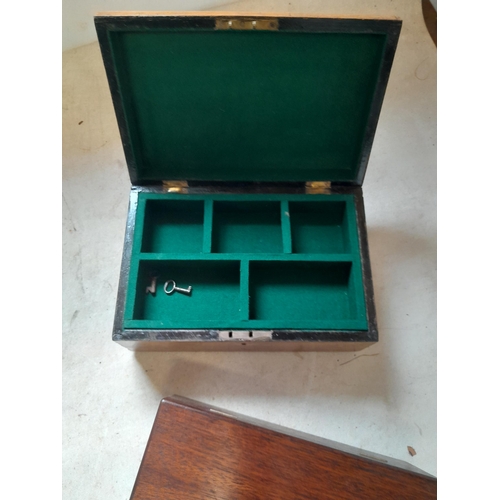 20 - Edwardian inlaid jewellery box with key and one other