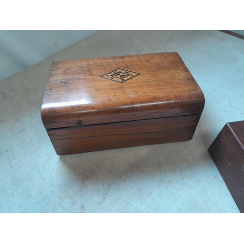 20 - Edwardian inlaid jewellery box with key and one other