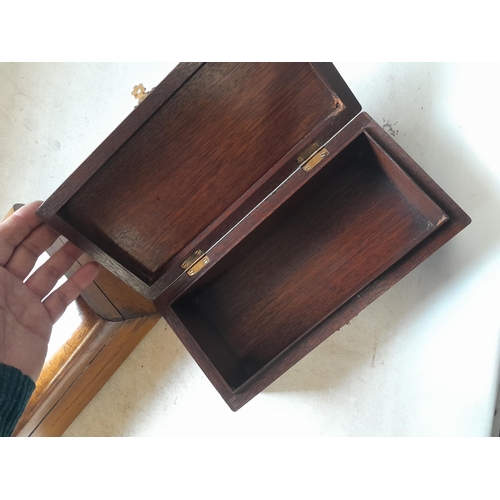 20 - Edwardian inlaid jewellery box with key and one other